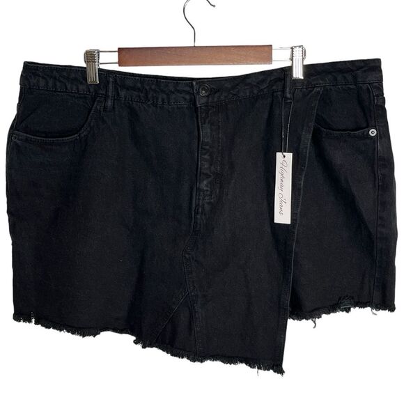 Highway Jeans Pants - Women's Black Jean Skort/Denim Skort Distressed Women's Plus Size 20 NWT